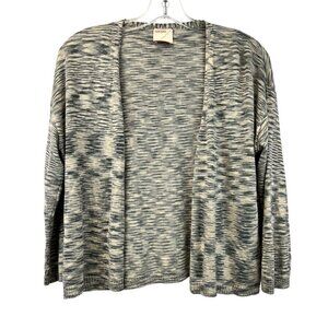 Kerisma Cropped Open Front Cardigan 3/4 Sleeve Tan/Green Space Dye Size S/M